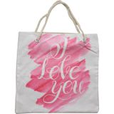 4kf Bez Çanta Plaj Çantası Alışveriş Bez Torbası İpli Dijital Baskı I Love You Lv13