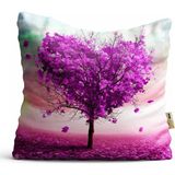 4kf Kırlent Kılıfı 42x42cm Dekoratif Kırlent Yastık Kılıfı Yeni Sezon Kalpli Ağaç Krm 34