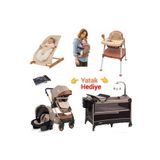 4KİDS Bebek Çeyiz Seti Travel Sistem Bebek Arabası Anne Yanı Park Beşik Yatak Doğal Gürgen Ağaç Ana kucağı Kanguru Mama Sandalyesi