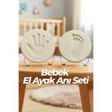 4koma Bebek Hediyelik Bebek El Ayak İzi Anı Seti - Yeni Doğan Bebek Kişiselleştirilebilir Kil - El ve Ayak İçin