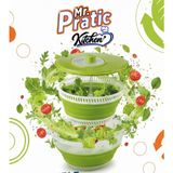 4L Pratik Katlanabilir Salata Kurutucu, Sebze Kurutucu, Yeşillik Kurutucu , Meyvekurutucu - Beyaz - Yeşil