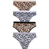 4li Tutku Kadın Leopar Bikini Arkası Düz Pamuklu Külot İç Çamaşır