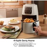 4lt Hacimli 6 Fonksiyonlu Çok Amaçlı Ev Yemeği, Közleme, Yoğurt Airfryer Bej - Ahşap - Bej