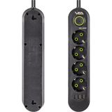 4lü 1.5 mt Kablolu 3 Usb'li Siyah Akım Korumalı Priz 4172)
