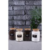 4’lü 1000 ml Saklama Kabı Seti – Çay, Şeker, Kahve, Tuz Için - Ahşap - Bej - Siyah