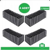 4'lü 11 Bölmeli Akordeon Organizer, Medium Antrasit, Çekmeceli Düzenleyici - Seçenek 1