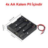 4'lü 1,5v Aa Kalem Pil Kutusu Yuvası 4x1,5v Kablolu Batarya Pil Tutucu