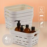 4'lü 3,8 Litre Delikli Saklama Kutusu Bej