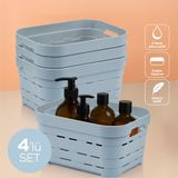 4'lü 3,8 Litre Delikli Saklama Kutusu Mavi
