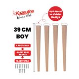 4'Lu 39 Cm Dogal Ahsap Ayak Konik Masa-Sandalye-Tabure- Sehpa Ayagi