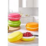 4`lü 4 Renk Macaron Kase Seti-kahvaltılık Makaron Beslenme Kutusu