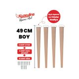 4'Lu 49 Cm Dogal Ahsap Ayak Konik Masa-Sandalye-Tabure- Sehpa Ayagi