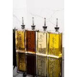 4lü 500 ml Yağdanlık Gümüş Kapak Cam Yağlık Zeytinyağı ve Ayçiçek Yağı Etiketli Sosluk Sirkelik - Şeffaf