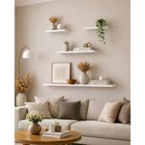 4Lü 80 Cm 40 Cm 20 Cm Mdf Mat Beyaz Uçan Gizli Bağlantı Dekoratif Duvar Rafı Kitaplık