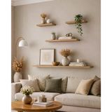 4Lü 80 Cm 40 Cm 20 Cm Mdf Safir Meşe Uçan Gizli Bağlantı Dekoratif Duvar Rafı Kitaplık