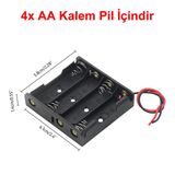 4'lü AA Kalem Pil Kutusu Yuvası 6V Kablolu Kalem Pil Tutucu