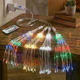 4’Lü Açılır Led Işık Seti – 8 Farklı Işık Modlu, Kumandalı, Usb Kablolu Renkli Dekoratif Fiber Led Lamba (2818)