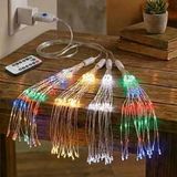 4’Lü Açılır Led Işık Seti – 8 Farklı Işık Modlu, Kumandalı, Usb Kablolu Renkli Dekoratif Fiber Led Lamba (5067)