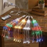 4’lü Açılır LED Işık Seti – 8 Farklı Işık Modlu, Kumandalı, USB Kablolu Renkli Dekoratif Fiber LED Lamba (5264)