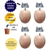4'lü Ahşap Koltuk Ayağı Tv Ünitesi Ayağı Baza Ayağı Ayak Gürgen Uzunluk:8cm/çap:7cm 3301000000876 - Ahşap Rengi