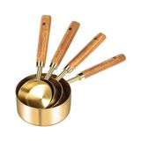4'lü Ahşap Saplı Gold Lüks Ölçü Kaşığı - Ölçü Kabı