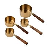 4’lü Ahşap Saplı Ölçü Kaşığı Seti – 250/125/80/60 ml Paslanmaz Metal - Option-1