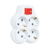 4lü Anahtarlı Golyat, Dörtlü Topraklı Priz Çocuk Korumalı Çoklayıcı Fiş, Beyaz renk, 16A 250 Volt, Max 3600 Watt