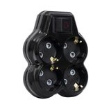 4lü Anahtarlı Golyat, Dörtlü Topraklı Priz Çoklayıcı Fiş, Siyah renk, 16A 250 Volt, Max 3600 Watt