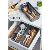 4'lü Antrasit Set Modüler Kaşıklık ve Kepçelik Çekmece Içi Düzenleyici Mutfak Organizer