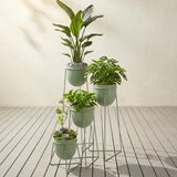 4'lü Ayaklı Metal Saksı Seti - Orkide Çiçek Saksılığı Mint Yeşili (Mint Yeşili)