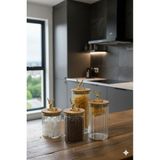 4lü Bambu Kapaklı Geyik Figürlü Şeffaf Cam Kavanoz Seti 500-750-1000-1200 ml - 4 Adet - 0 - 249 ml