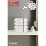 4'Lü Beyaz Çizgili Düğün Havlusu 62Gr %100 Pamuk 30X50 Cm El Ve Yüz Havlusu