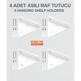 4'lü Beyaz Üçgen Gizli Duvar Rafı Askı Aparatı - Sağlam Metal Raf Tutucu