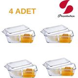4'lü Cam Saklama Kabı, Bölmeli, 480 Cc, Turuncu, Pratik ve Şık Kullanım. - Altın - Seçenek 1