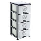4lü Çekmece Beyaz Parke Desen Büyük Boy Ultra Lüks Komidin Yüksekliği 93cm 43x38 Plastik Dolap Raf