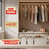 4'lü Çekmece Dolap Içi Düzenleyici Kutu Raf Set Bebek Eşyası Çocuk Odası Banyo Organizer/fiyonk - Beyaz