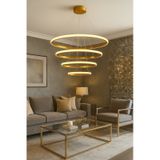 4'lü Çember Modern Sarkıt Led Avize - Kumandalı / Gold Gold