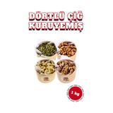 4'lü Çiğ Kuruyemiş Paketi 1 Kg - Çiğ Kaju, Çiğ Badem, Çiğ Kabak Çekirdeği, Ceviz İçi 4x250 Gr Taze 1 KG