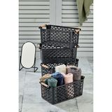 4'lü Çok Amaçlı Plastik Organizer Sepetleri, Dolap Içi Düzenleyici - Ahşap - Seçenek 1