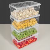 4'lü Derin Mikrodalga Uyumlu Erzak Gıda Saklama Kabı - Şeffaf Kapak Düzenleyici Organizer Set 2500ML