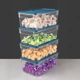 4'lü Derin Mikrodalga Uyumlu Organizer Set Düzenleyici Gıda Erzak Saklama Kabı 2500ML Mavi