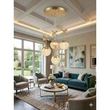 4'Lü Desenli Gold Top Avize
