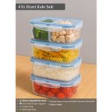 4'Lü Diyet Kabı Seti Bpa Free Hava Almaz Saklama Kabı Çıkarılabilir Bölmeli Gıda Kutusu 500 Ml