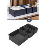 4'lü Dolap Içi Çamaşır Düzenleyici Set, Bebek Kıyafet Eşarp Çorap Sütyen Eşya Saklama Kutu Seti - Antrasit - 29 x 29 cm