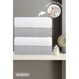 4'Lu Düz Gri-Beyaz Banyo Havlusu - 70X140 Cm, 490 Gr, %100Pamuk, Spa Ve Otel Havlusu
