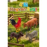 4'Lü Eğitici Çiftlik Hayvanları Figür Seti - Gerçekçi Oyuncak Hayvanlar (İnek, Horoz, Köpek, Keçi)