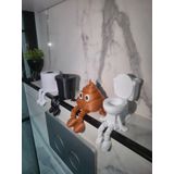 4'lü Eğlenceli Banyo Dekoratif Figür Seti /tuvalet Kağıdı, Çöp Kovası, Kaka Emojisi ,klozet Aksesuar