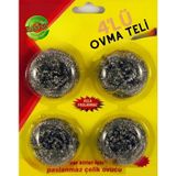 4'lü Ekonomik Paket Toptel Bulaşık Ovma Teli Yağ Kir Leke Tutmaz Kolay Temizlenir Eco Pack