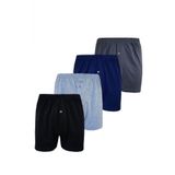 4lü Erkek Düğmeli Boxer Ekonomik 100 Pamuklu Paçalı Don