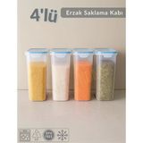 4'Lü Erzak Kabı Seti Kilitlenebilir Saklama Kabı Hava Almaz Bakliyat Kabı Bpa Free